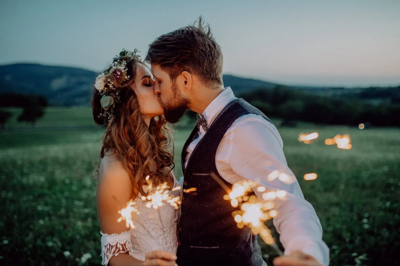 Newlyweds photographed at their event